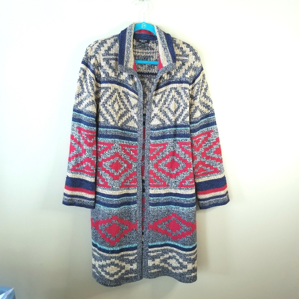 Spence Knits Aztec Cardigan Duster XL